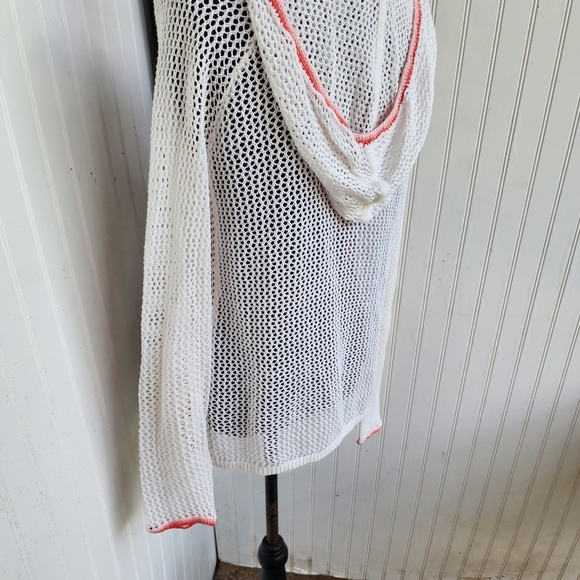 Tommy Bahama Open-weave Knit Swim Hooded Coverup Linen/Cotton White Sz S - Picture 6 of 11